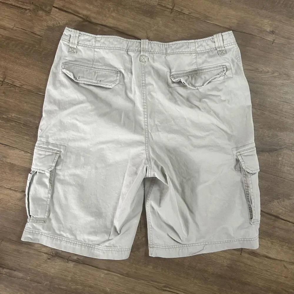 Old Navy Cargo Shorts Mens 42 Beige Cotton Flat Front Multi Pocket Summer Casual